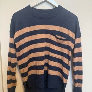Striped Navy and Tan Sweater